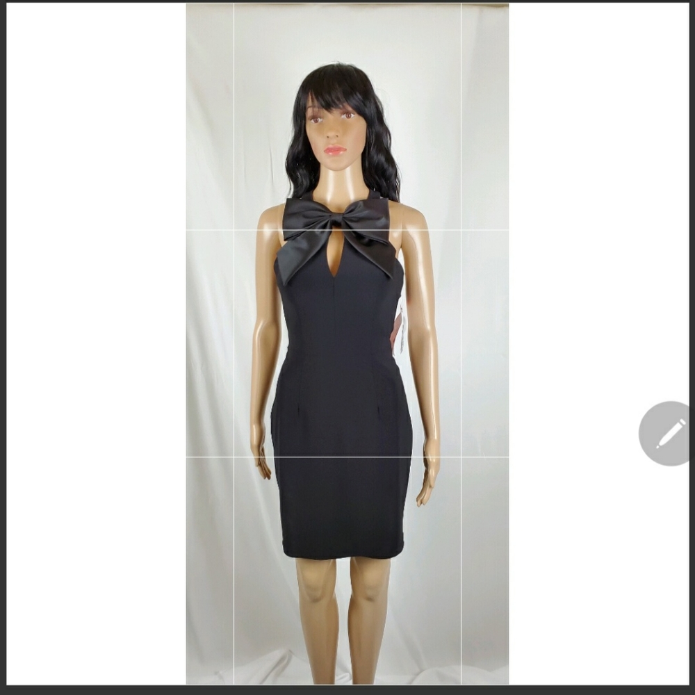 Xscape Bow front keyhole halter neck black dress s - Picture 5 of 8